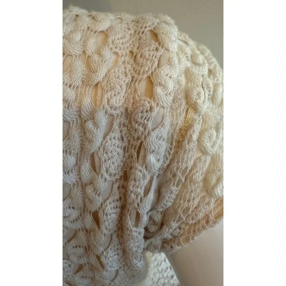 Free People NWT Ivory Crochet Gypsy Boho Scoop Sheath Dress L New - Picture 10 of 12